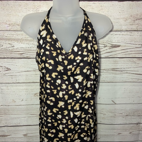 NEW - TopShop Animal Print Halter Maxi Dress Sz M - Picture 3 of 9